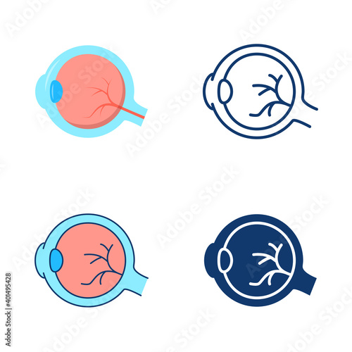 Eyeball icon set in flat and line style
