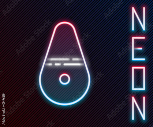 Glowing neon line Dildo vibrator for sex games icon isolated on black background. Sex toy for adult. Vaginal exercise machines for intimate. Colorful outline concept. Vector Illustration.