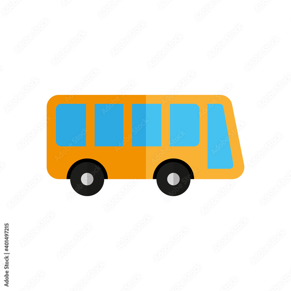 yellow bus transport isolated icon