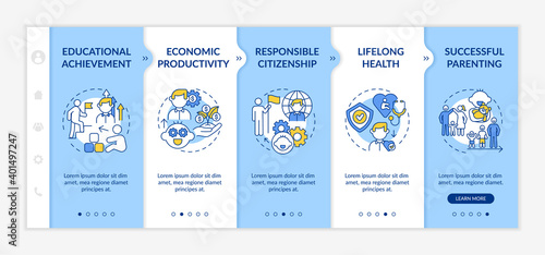 From childhood to adulthood onboarding vector template