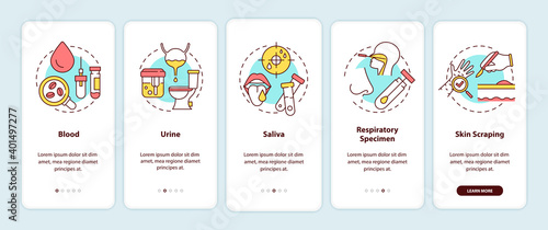 Lab samples onboarding mobile app page screen with concepts