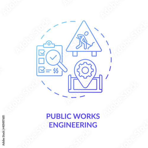 Public works engineering blue gradient concept icon
