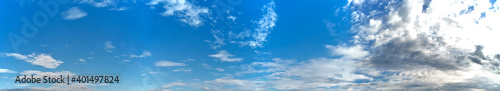 Beautiful panoramic view of blue sky with patch of white clouds, Sydney, New South Wales, Australia 