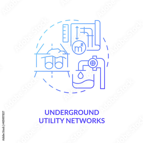 Underground utility network blue gradient concept icon