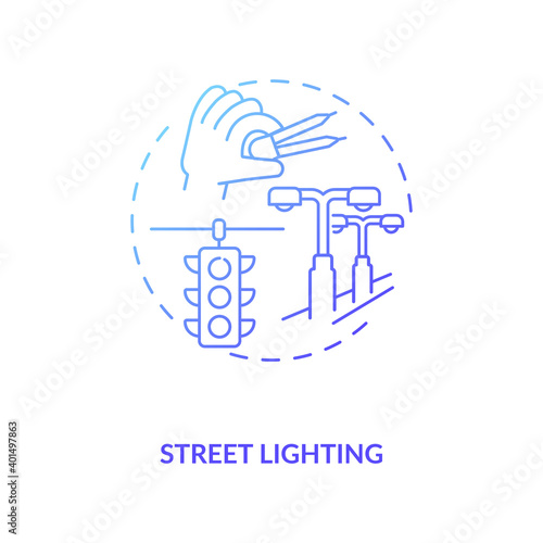 Street lighting blue gradient concept icon