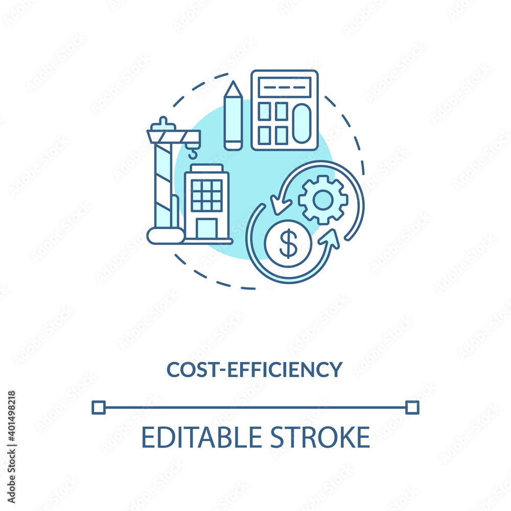 Cost-efficiency turquoise concept icon