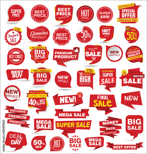 Modern sale stickers tags banners and badges collection