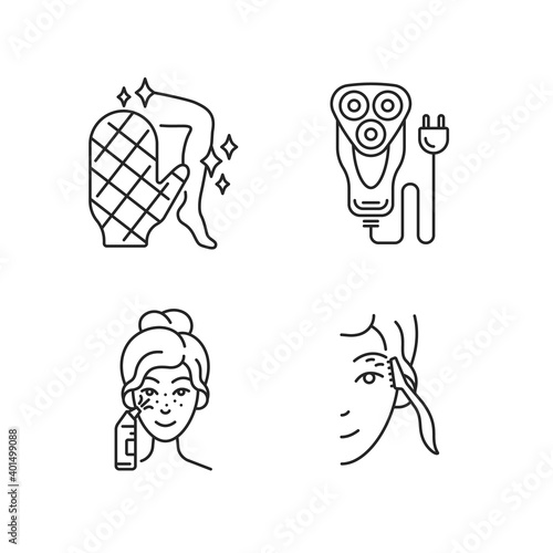 Beauty appliances linear icons set