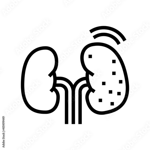 cancer kidney line icon vector. cancer kidney sign. isolated contour symbol black illustration