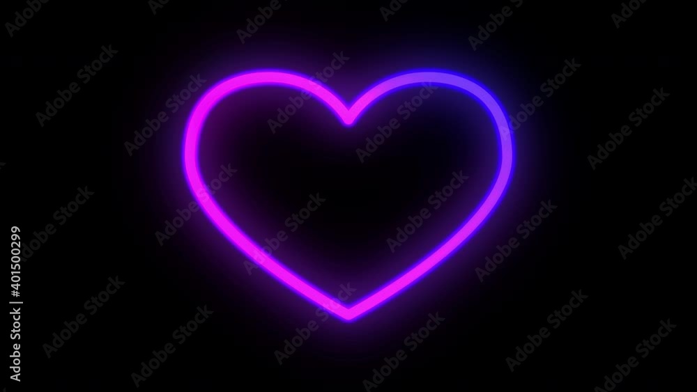Neon Glow Heart Beating Flat Design Animation on White Background and Green Screen Neon Glow Heart Beating Flat Design Animation on White Background and Green Screen