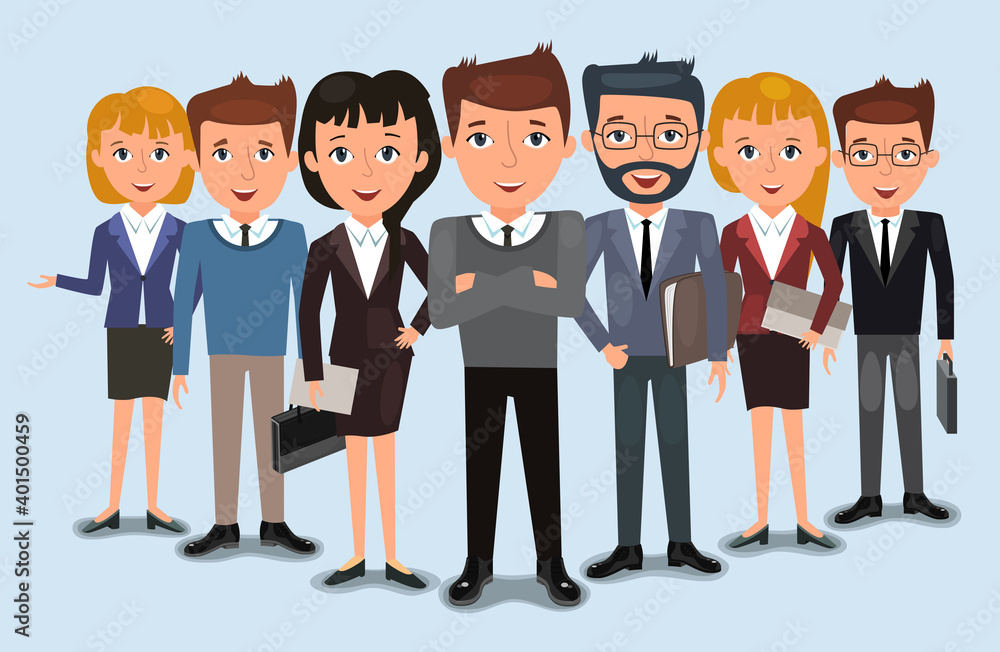 Business team of employees and the boss illustration Business team of employees and the boss illustration