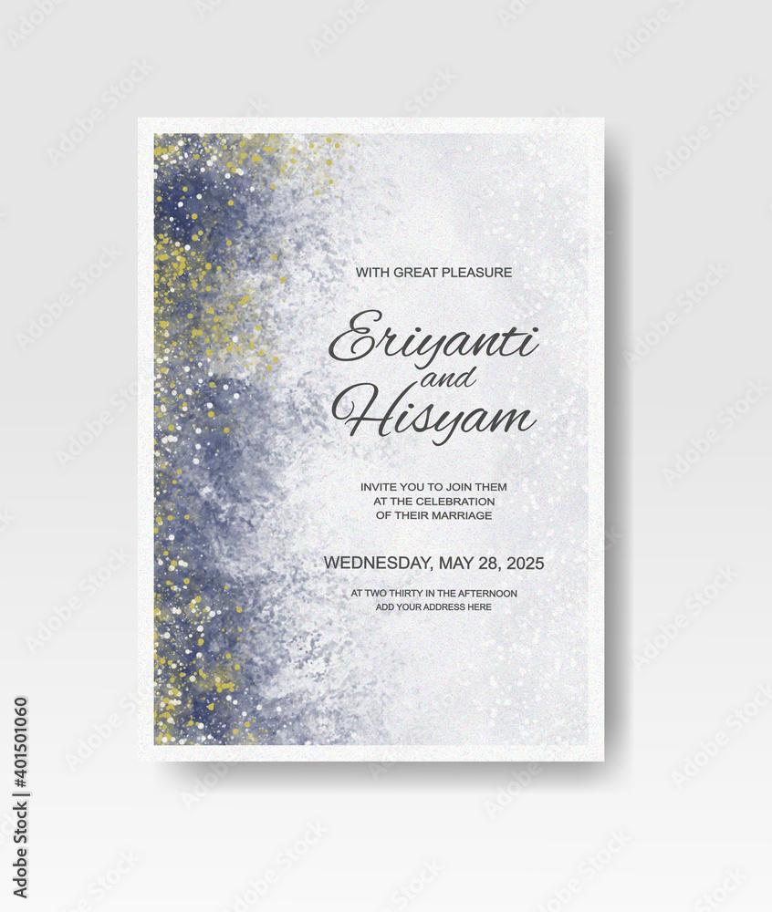Wedding invitation with abstract splash watercolor Wedding invitation with abstract splash watercolor