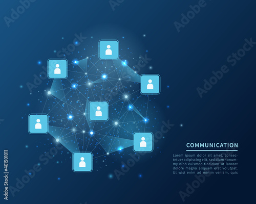 Abstract polygonal wireframe with people icon. communication concept. Vector illustration. 