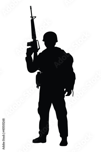 A soldier with rifle gun silhouette vector