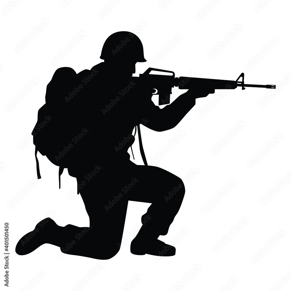 Soldier With Riffle Shadow Soldier With Gun Silhouette