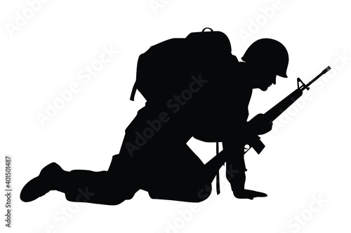 A soldier with rifle gun silhouette vector