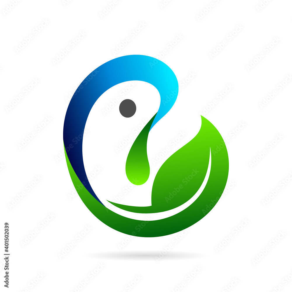 abstract fish with leaf logo concept abstract fish with leaf logo concept