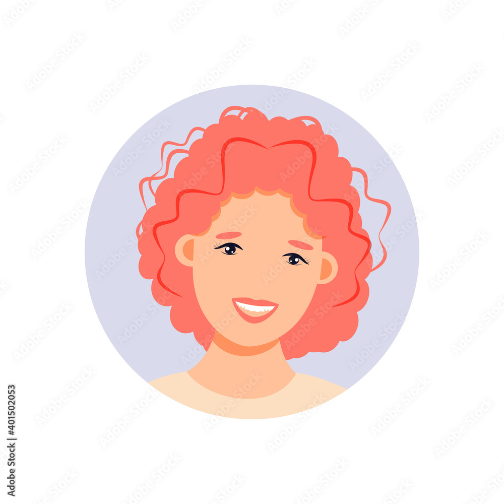 Woman avatar, portrait of a young caucasian woman in flat style Woman avatar, portrait of a young caucasian woman in flat style
