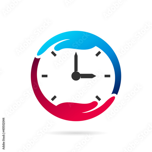 clock with hand care, time care logo concept