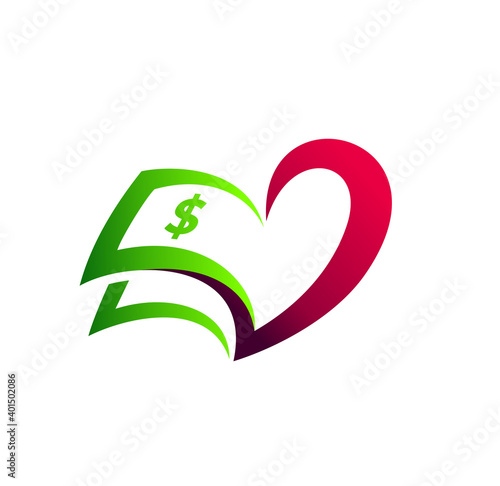 money logo with love concept