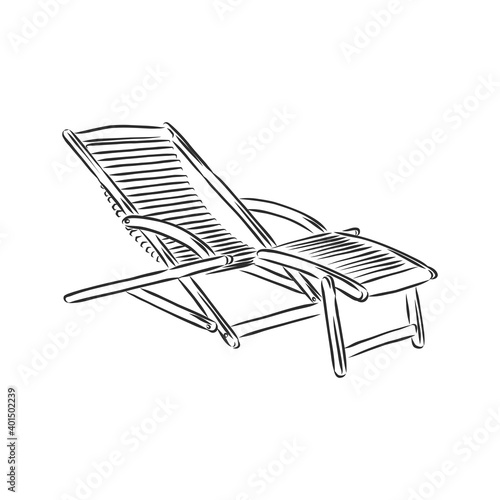 Photo hand drawn beach chairs. deckchair vector sketch illustration