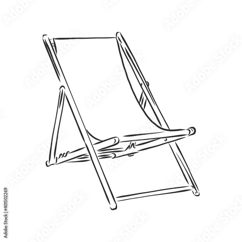 hand drawn beach chairs. deckchair vector sketch illustration