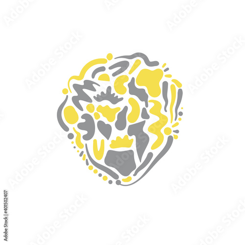 Creative group of the different shapes in grey and yellow colors. Modern graphic vector design elements.