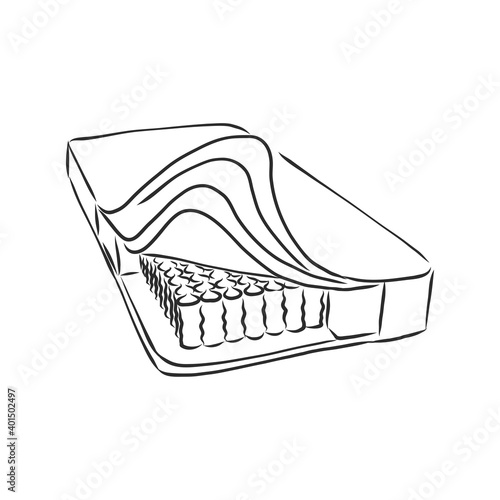 Bed Mattress Icons Divided Quick Sketch Handdrawn Style. mattress vector sketch illustration