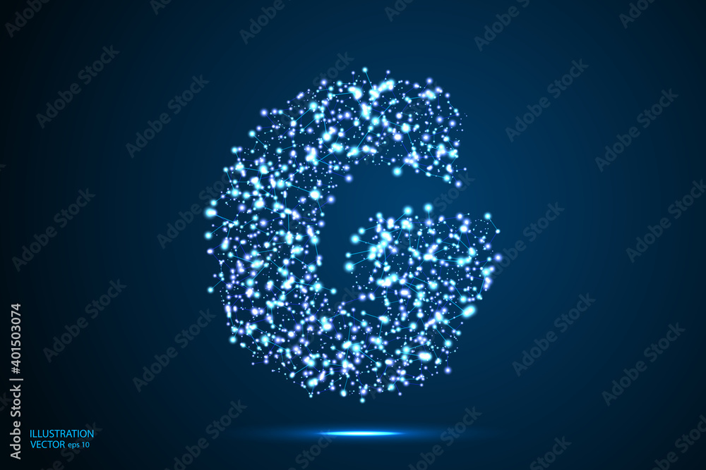 English letters abstract font consists 3d of triangles, lines, dots and connections. On a dark blue background cosmic universe stars, meteorites, galaxies. Vector illustration EPS 10. English letters abstract font consists 3d of triangles, lines, dots and connections. On a dark blue background cosmic universe stars, meteorites, galaxies. Vector illustration EPS 10.