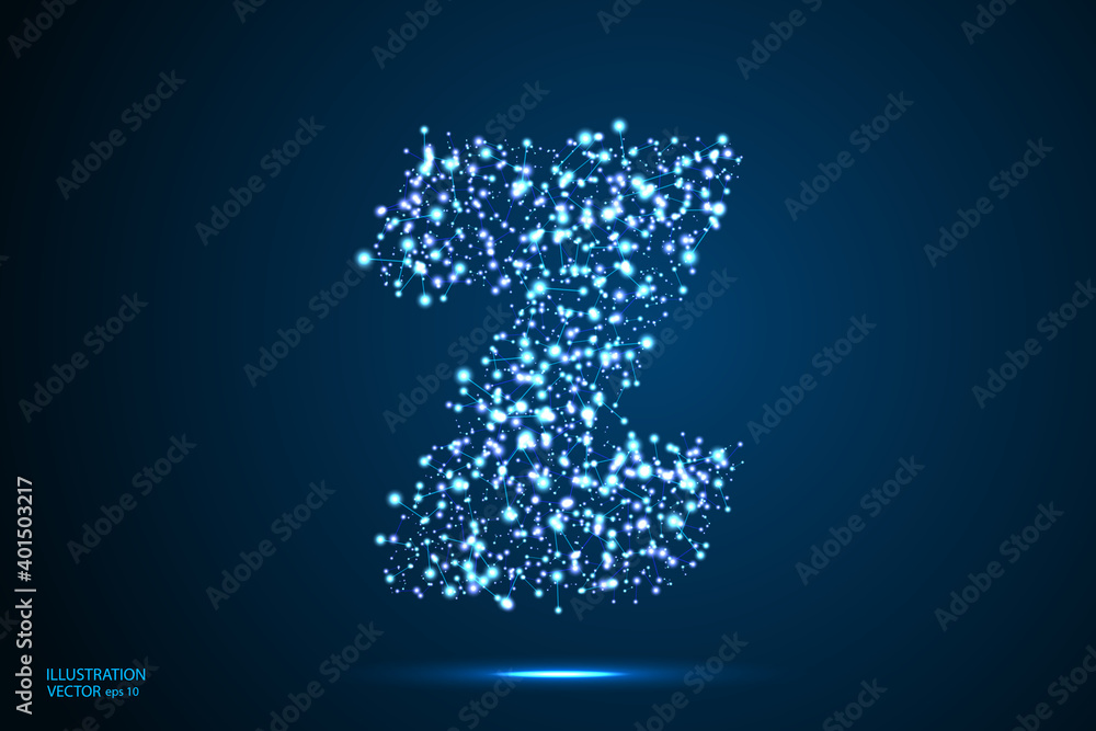 English letters abstract font consists 3d of triangles, lines, dots and connections. On a dark blue background cosmic universe stars, meteorites, galaxies. Vector illustration EPS 10. English letters abstract font consists 3d of triangles, lines, dots and connections. On a dark blue background cosmic universe stars, meteorites, galaxies. Vector illustration EPS 10.
