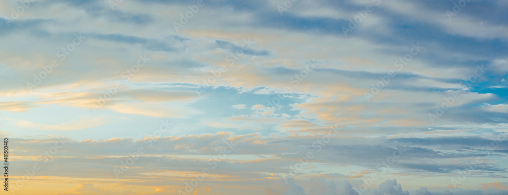 Landscape panorama. Sky with clouds.  Gorgeous rural scene. Large open space.