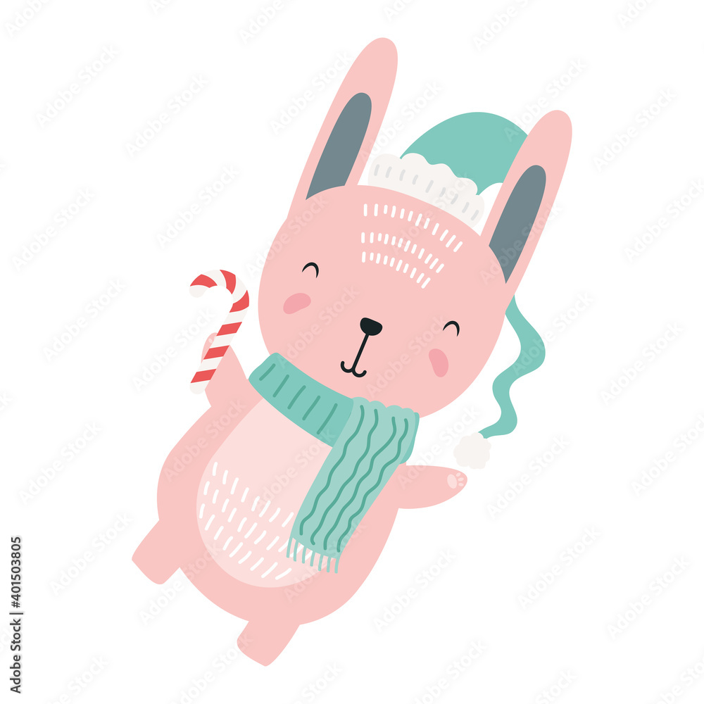 cute rabbit wearing christmas clothes character