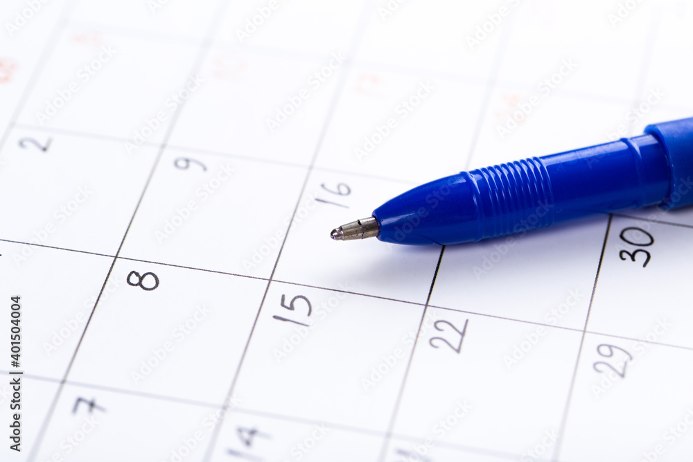 white calendar page for 2021 month schedule to make an appointment or manage the schedule every day with ballpoint pen for marks white calendar page for 2021 month schedule to make an appointment or manage the schedule every day with ballpoint pen for marks
