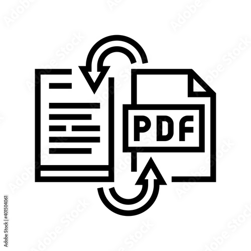 convert pdf file to word pad line icon vector. convert pdf file to word pad sign. isolated contour symbol black illustration