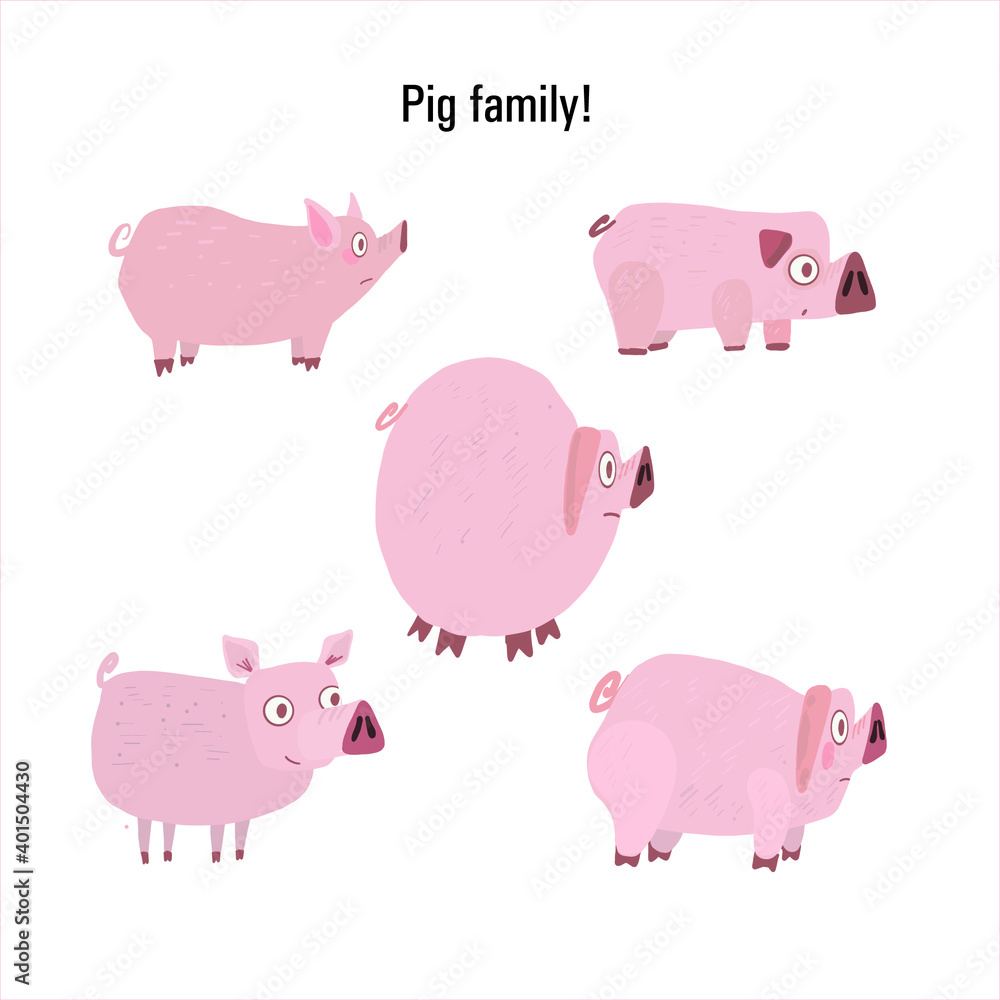 vector image of stickers of pigs vector image of stickers of pigs