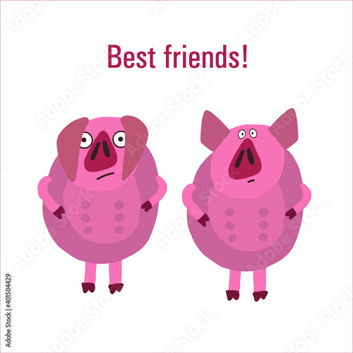 vector image of stickers of pigs