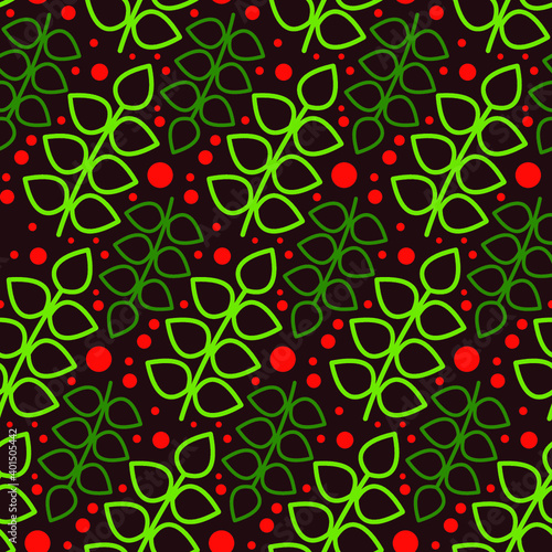 Seamless leaf pattern with dots