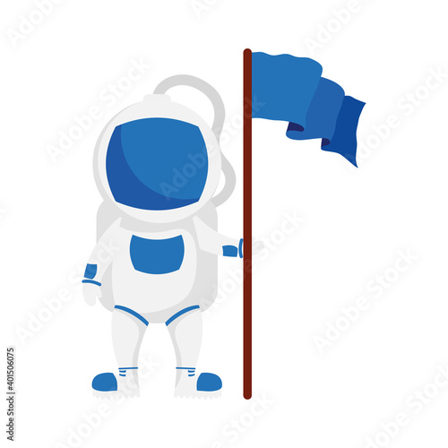astronaut space character with flag isolated style icon
