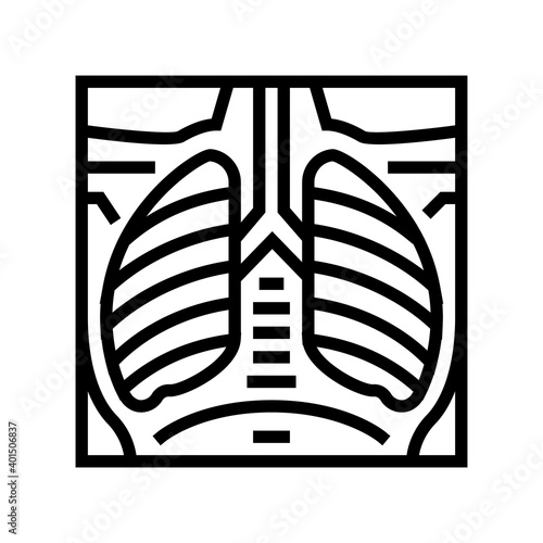 lungs x-ray line icon vector. lungs x-ray sign. isolated contour symbol black illustration