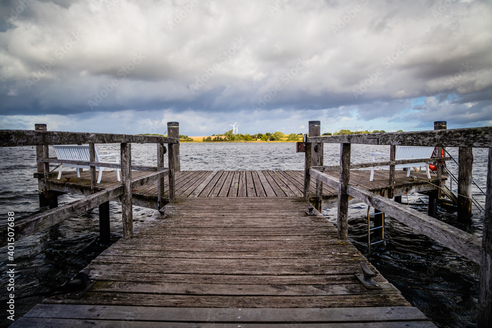 Fototapeta premium Jetty at the Schlei estuary in Schleswig-Holstein, Germany