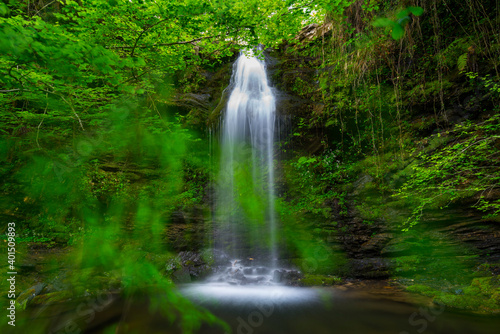 Fototapeta Naklejka Na Ścianę i Meble -  Lamiña waterfall, Lamiña, Saja Besaya Natural Park, Cantabria, Spain, Europe