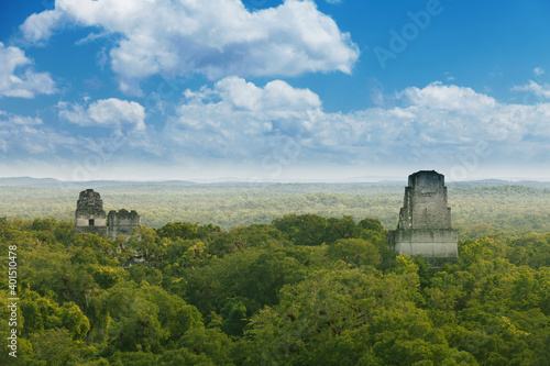 The Great Limestone Temples Protrude Above The Jungle photo