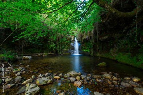 Lami  a waterfall  Lami  a  Saja Besaya Natural Park  Cantabria  Spain  Europe