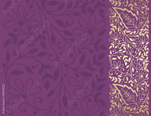 wedding card design, traditional paisley floral pattern , India	