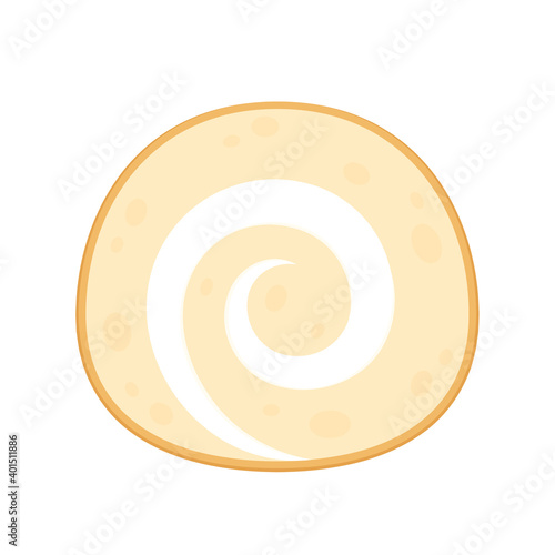 Swiss roll cake on white background. Swiss roll cake vector.