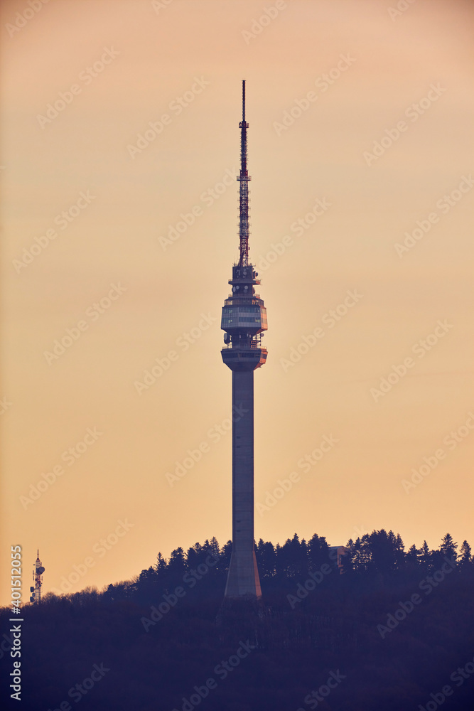 Obraz premium Avala communication tower, symbols of Belgrade and Serbia.