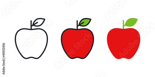 Apple icon. Linear color icon, contour, shape, outline. Thin line. Modern minimalistic design. Vector set. Illustrations of fruits