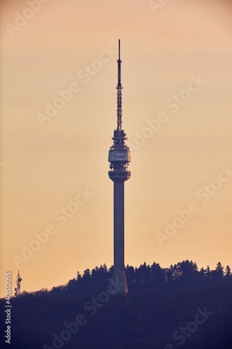 Avala communication tower  symbols of Belgrade and Serbia.