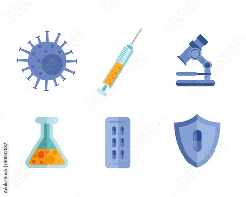 bundle of six covid19 vaccine icons