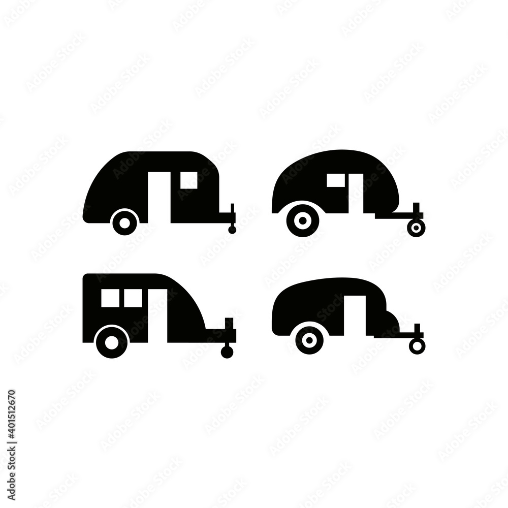 Camping trailer icon design template vector isolated Camping trailer icon design template vector isolated